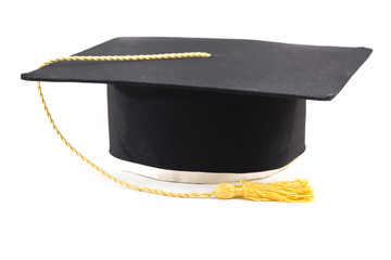 black graduation hat isolated on white