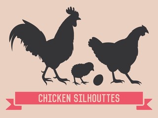 Chicken vector silhouettes