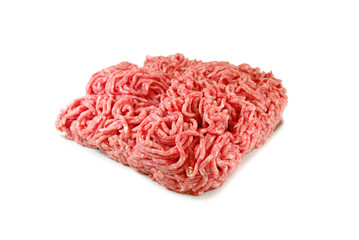 Raw meat. Fresh Minced Pork in a Plate Isolated on White background