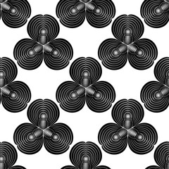 A pattern of black metallic flowers