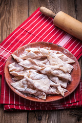 Angel wings cake. Faworki.