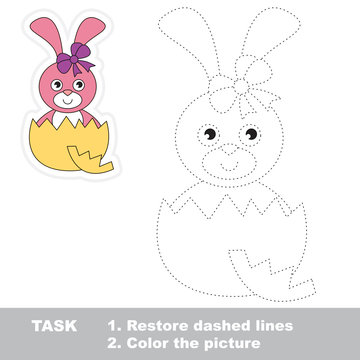 Cute Bunny to be traced. Vector trace game.