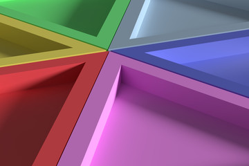 Colorful triangles on white background