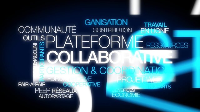 Plateforme collaborative gestion projets partage r&eacute;seau communautaire nuage de mots texte tag cloud Plate-forme travail collaboratif