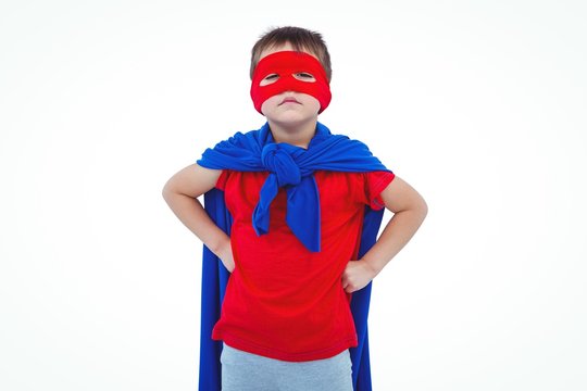 Masked Boy Pretending To Be Superhero