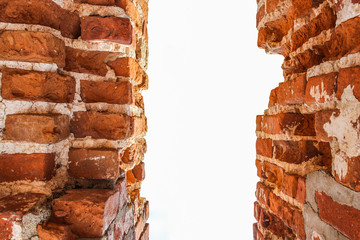  white background is surrounded by bricks