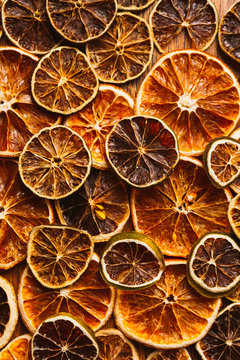 background of rings  dried orange and lemon