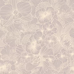 Photo sur Plexiglas Orchidee Motif de gravure de fleurs sans soudure
