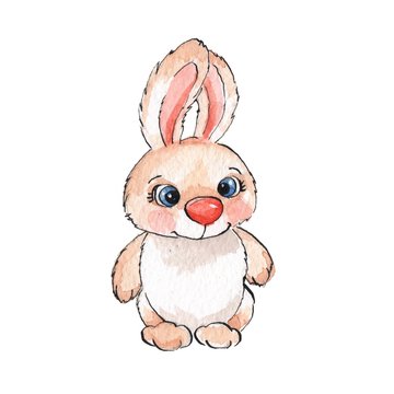 Cartoon rabbits. Watercolor illustration 01