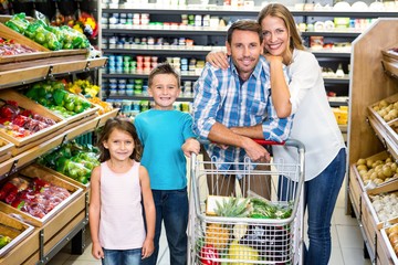 Portrait of family doing shopping 