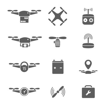 Drones icon set vector