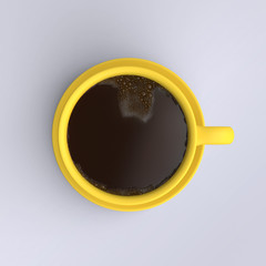 Cup of coffee isolated on simple background.