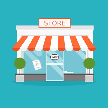 Store facade. Vector illustration of store building. Ideal for b