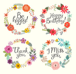 Floral hand drawn set. Vector illustration