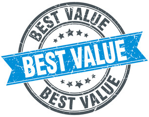 best value blue round grunge vintage ribbon stamp