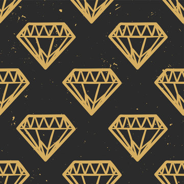 Vector seamless cute colorful pattern with vintage diamonds. Rock and roll style.