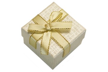 Pearly Gift Box With Dotted Pattern Isolated On White Background