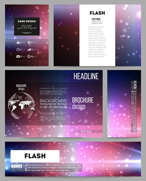 Set of business templates for presentation, brochure, flyer, banner or booklet. Flashes against dark background