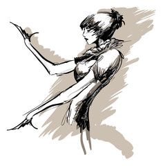 Fashion model. Sketch