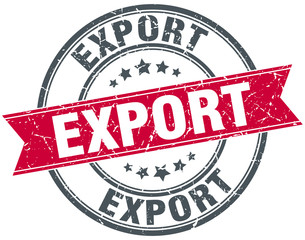 export red round grunge vintage ribbon stamp