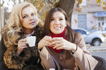 Woman and coffee autumn