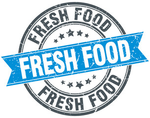 Obraz premium fresh food blue round grunge vintage ribbon stamp