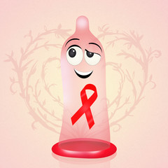 illustration of condom with aids symbol