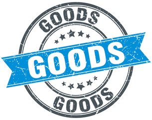 goods blue round grunge vintage ribbon stamp