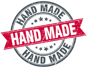 hand made red round grunge vintage ribbon stamp