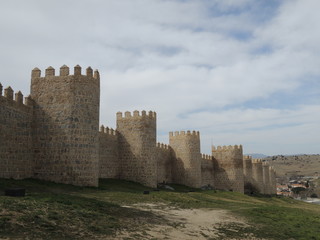 Fototapeta na wymiar Spanish stronghold - defensive walls in Avila (Ávila) in Spain
