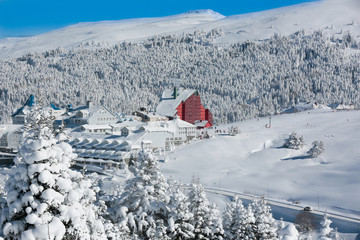 view of the Uludag Mountain ski resort. Turkey  - obrazy, fototapety, plakaty