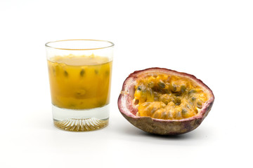 Passion fruit on white background