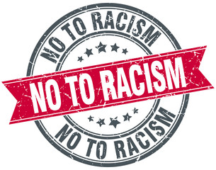 no to racism red round grunge vintage ribbon stamp