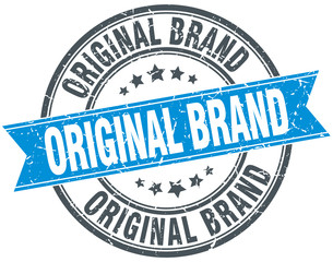 original brand blue round grunge vintage ribbon stamp