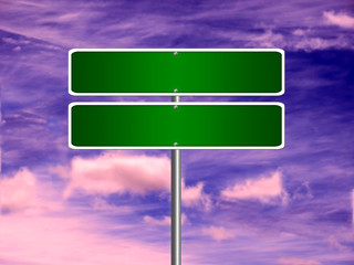 High resolution blank road sign empty highway street green signage.