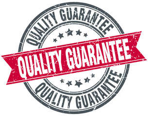 Obraz premium quality guarantee red round grunge vintage ribbon stamp