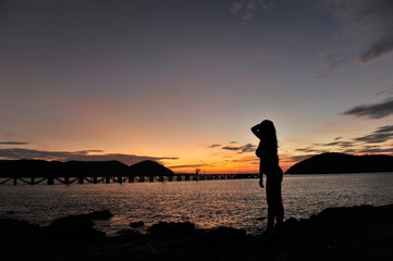 woman on beach in twilight