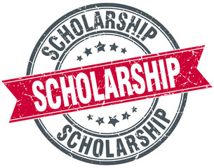 scholarship red round grunge vintage ribbon stamp