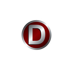 D letter red silver circle