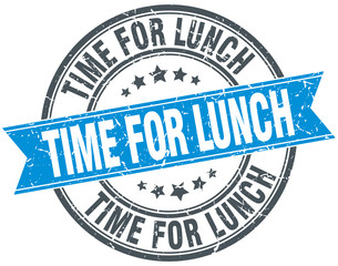 Fototapeta premium time for lunch blue round grunge vintage ribbon stamp