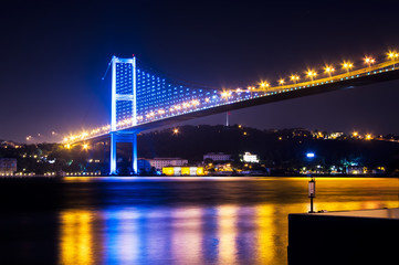 Fototapeta na wymiar The Bosphorus Bridge At Night