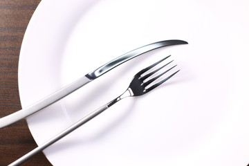 fork and knife with dish