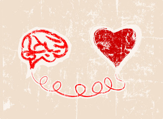 heart and brain connected, concept, vector, fictional artwork