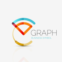 Abstract logo idea, linear chart or graph  business icon. Creative vector logotype design template