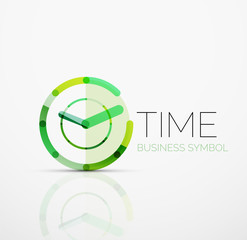 Obraz premium Vector abstract logo idea, time concept or clock business icon. Creative logotype design template