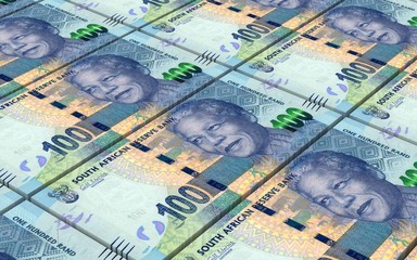 South african rands bills stacks background. Computer generated 3D photo rendering. - 101634268