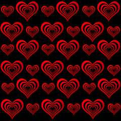 Fototapeta na wymiar hearts background, many red