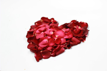 Heart shaped rose petals