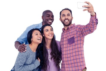 Multi-ethnic friends taking selfie