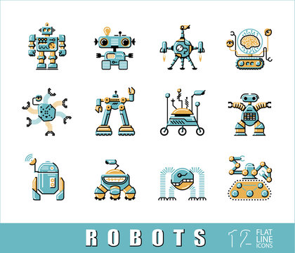 Vector set of various types of robots.
